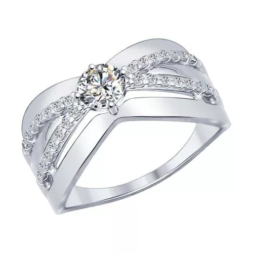 Кольцо из серебра с фианитами