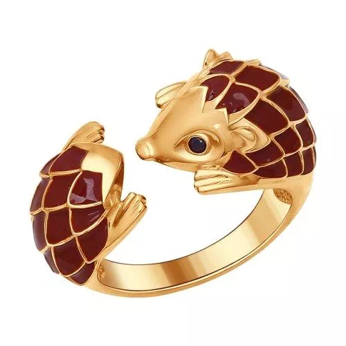 Позолоченное кольцо «Ёжик»