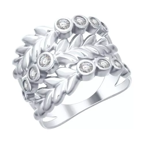 Кольцо из серебра с фианитами