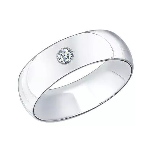 Обручальное кольцо из серебра с фианитом