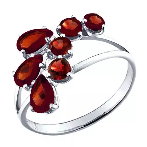 Кольцо из серебра с гранатами