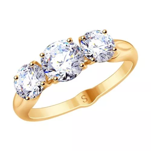 Кольцо из золочёного серебра с фианитами