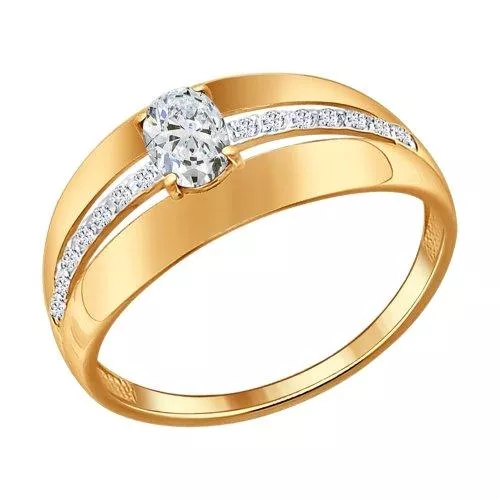 Кольцо из золочёного серебра с фианитами