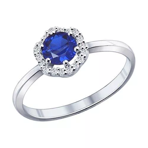 Кольцо из серебра с синим фианитом