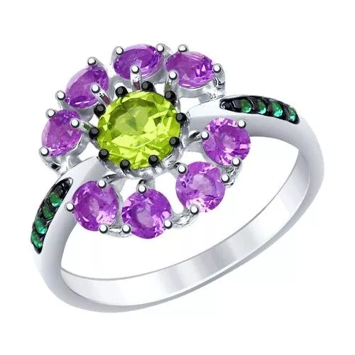 Кольцо из серебра с миксом камней