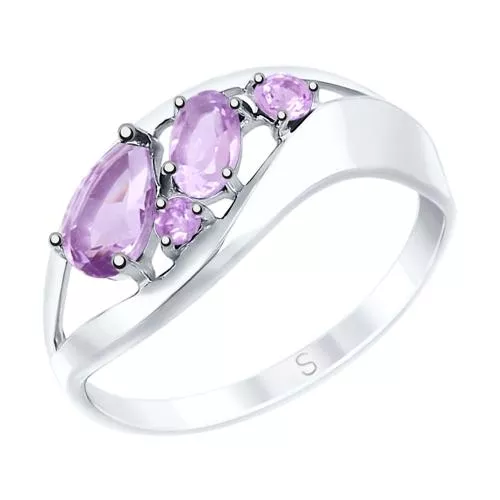 Кольцо из серебра с аметистами