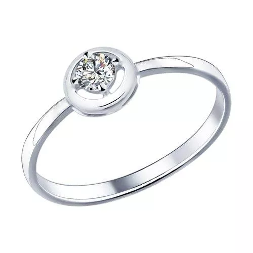 Помолвочное кольцо из серебра с фианитом