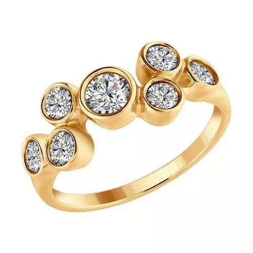 Кольцо из золочёного серебра с фианитами