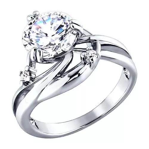 Кольцо из серебра с фианитами