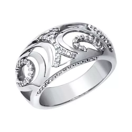 Кольцо из серебра с фианитами