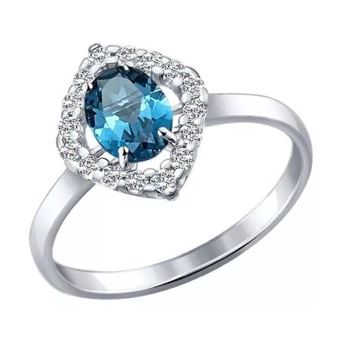 Кольцо из серебра с топазом и фианитами