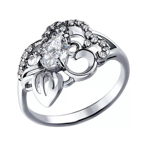 Кольцо из серебра с фианитами