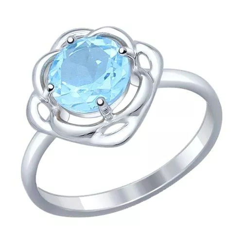 Кольцо из серебра с голубым топазом