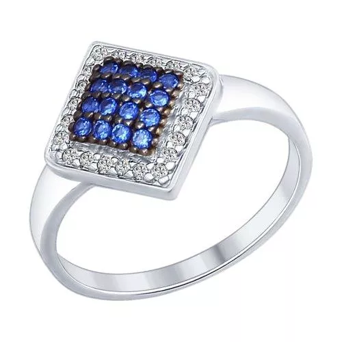 Кольцо из серебра с синими фианитами