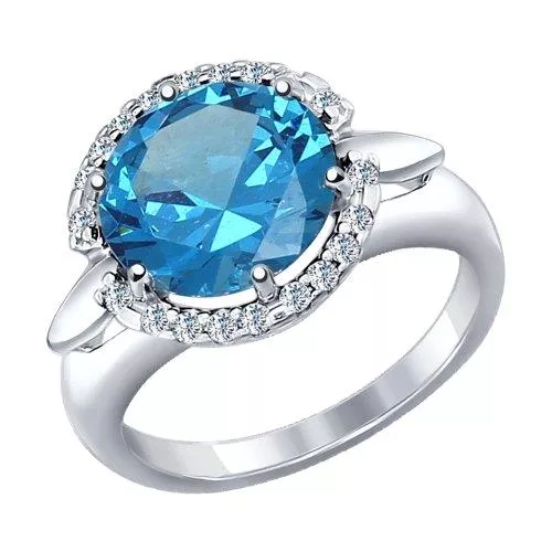 Кольцо из серебра с ситаллом и фианитами