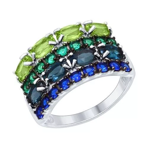 Кольцо из серебра с миксом камней