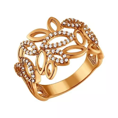 Кольцо из золочёного серебра с фианитами