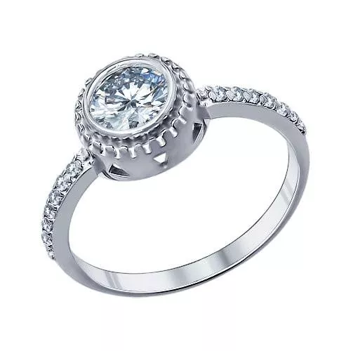 Кольцо из серебра с фианитами