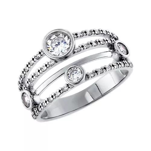 Кольцо из серебра с фианитами