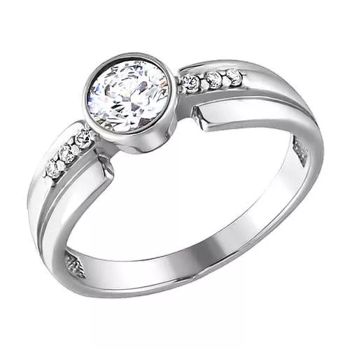 Кольцо из серебра с фианитами