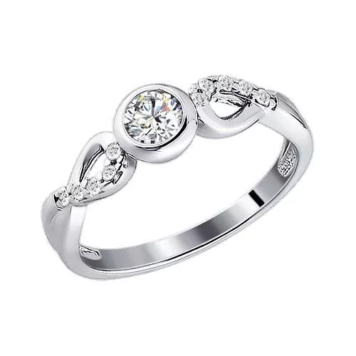 Кольцо из серебра с фианитами