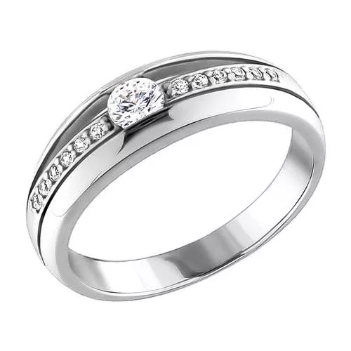 Кольцо из серебра с фианитами