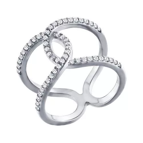 Кольцо из серебра с фианитами