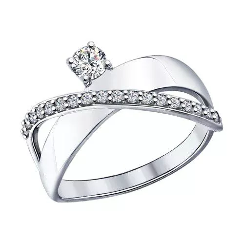 Кольцо из серебра с фианитами