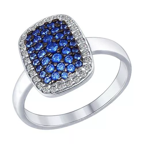 Кольцо из серебра с синими фианитами