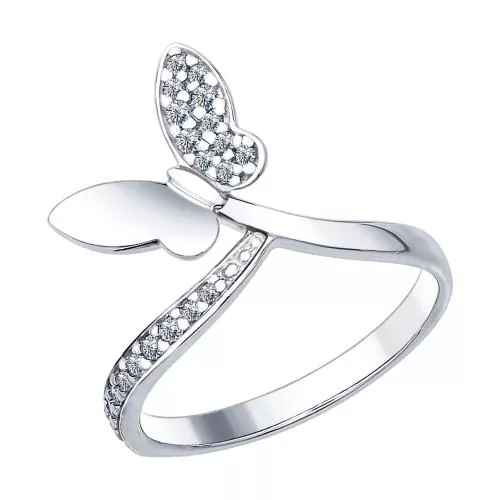 Кольцо из серебра с фианитами