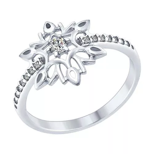 Кольцо «Снежинка» из серебра