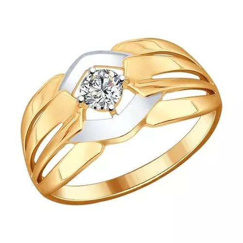 Кольцо из золочёного серебра с фианитом