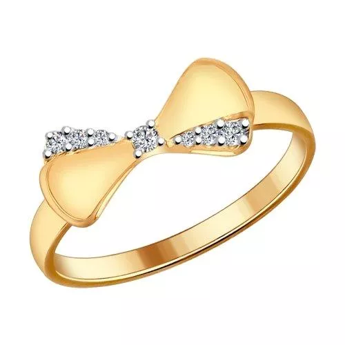 Кольцо из золочёного серебра с фианитами