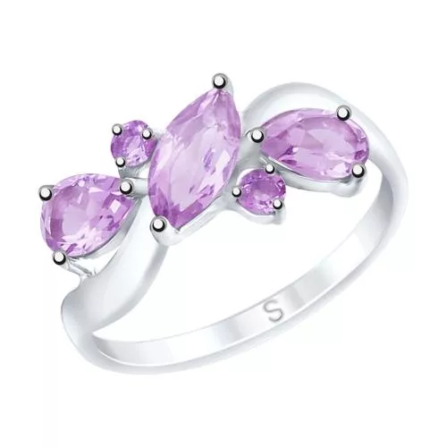 Кольцо из серебра с аметистами