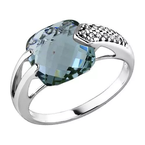 Кольцо из серебра с празиолитом и фианитами