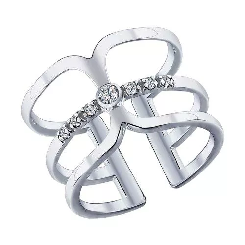 Кольцо из серебра с фианитами