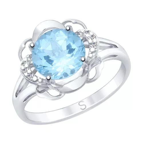 Кольцо из серебра с топазом и фианитами