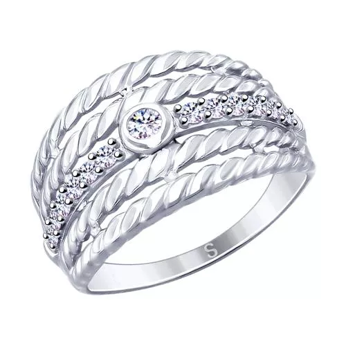 Кольцо из серебра с фианитами