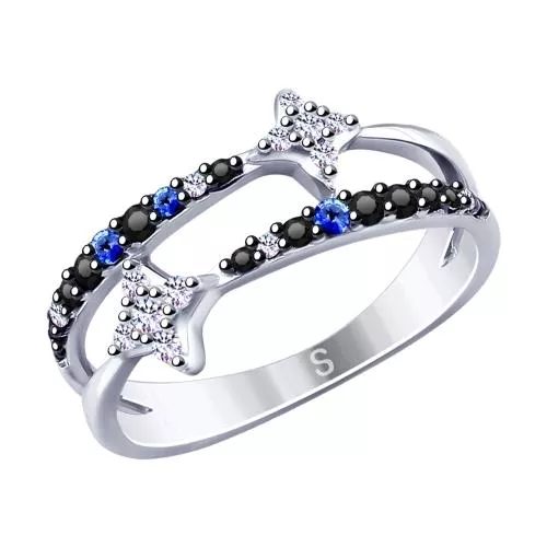 Кольцо из серебра с фианитами