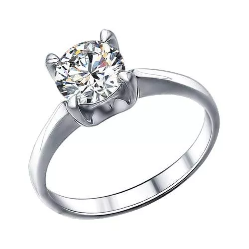 Помолвочное кольцо из серебра с фианитом