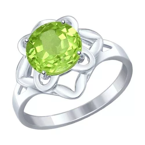 Кольцо из серебра с хризолитом