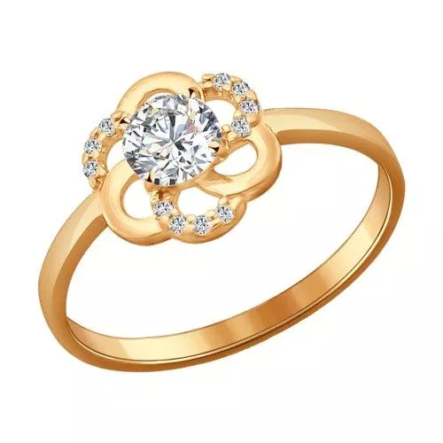 Кольцо из золочёного серебра с фианитами