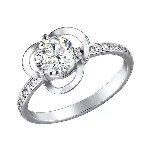 Кольцо из серебра с фианитами