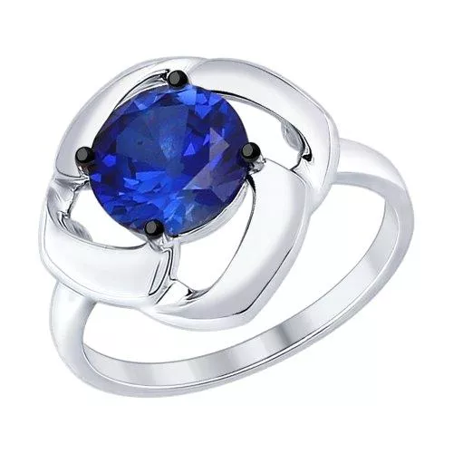 Кольцо из серебра с корундом сапфировым (синт.)