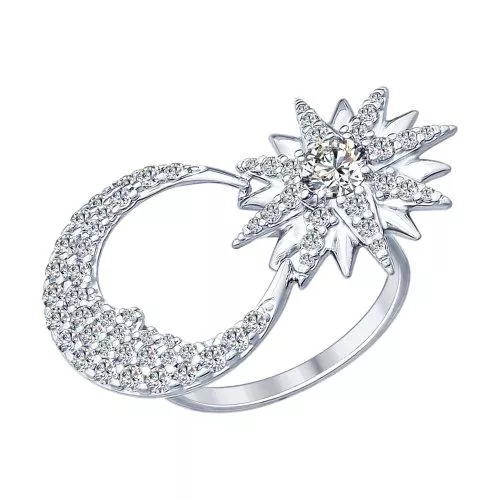 Кольцо из серебра с фианитами