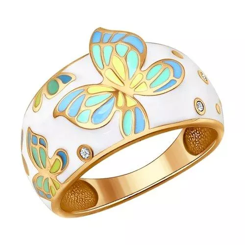 Позолоченное кольцо с бабочкой