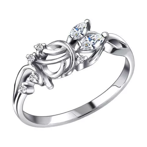 Кольцо из серебра с фианитами