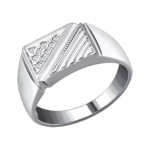 Печатка из серебра с фианитами