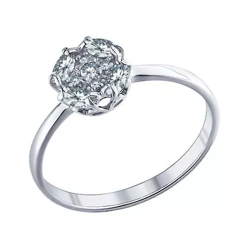 Помолвочное кольцо из серебра с фианитами