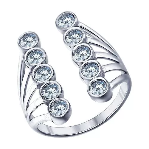 Кольцо «Зимняя Вишня» из серебра с фианитами